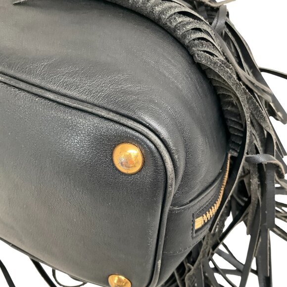 Saint Laurent Black Leather Fringe Emmanuelle Shoulder Bag - Picture 7 of 10